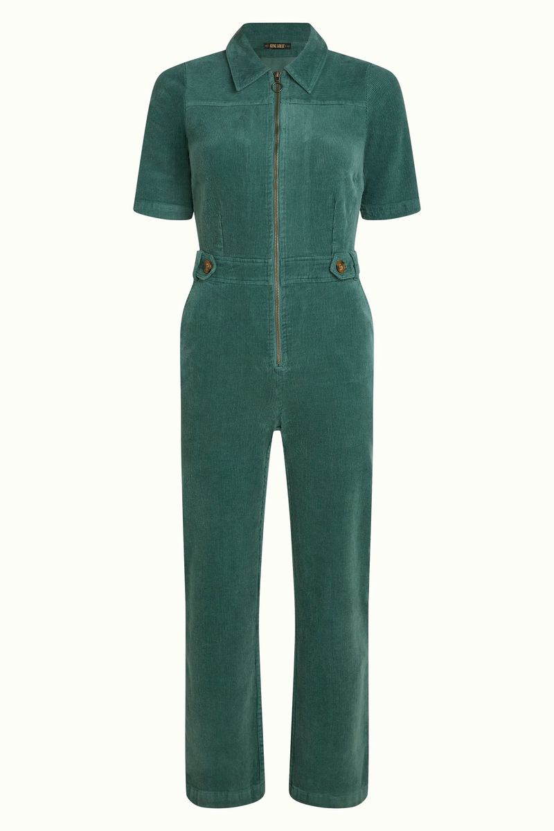 Garbo Zip Jumpsuit Corduroy Groen