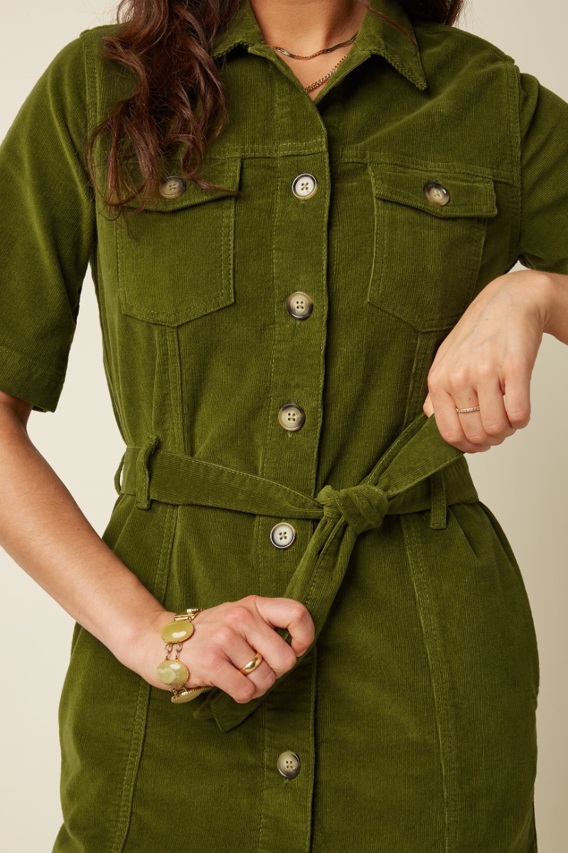 Kate Kleedje baby cord Posey Groen