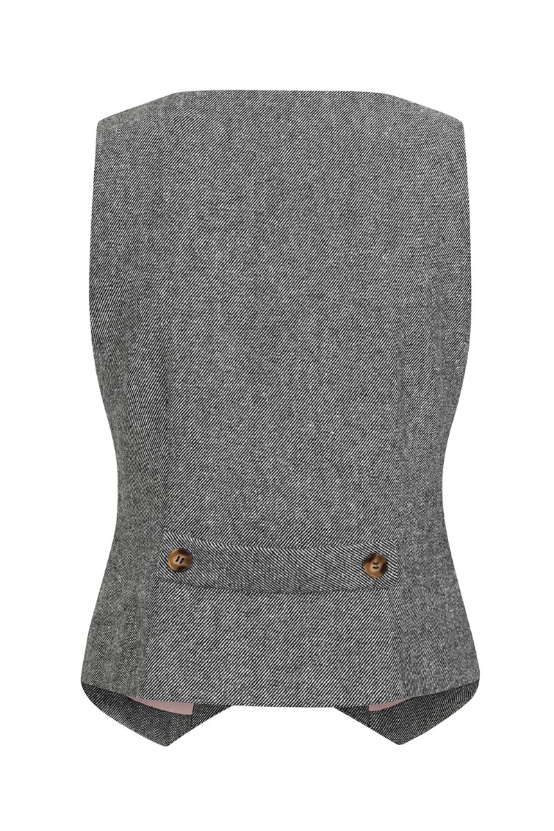 Selma Herrinbone Gilet Grijs