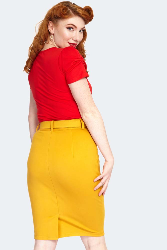 Belted Pencil Rok Geel