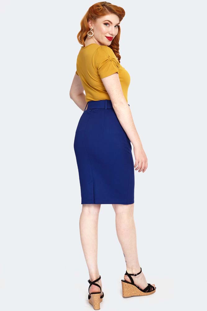 Belted Pencil Rok Royal Blue
