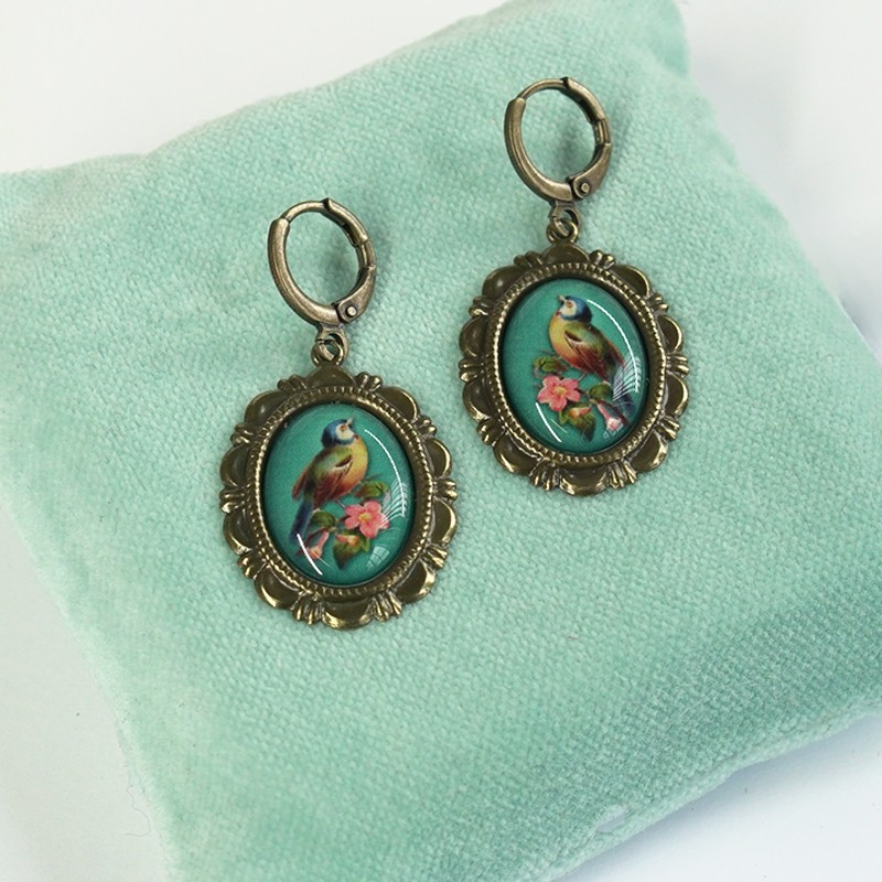 Chickadee Earrings Aqua