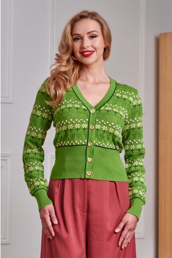 Kitty Bloom Cardigan Groen
