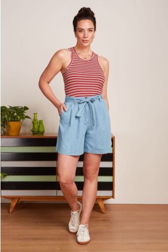 Elvira Camisole Surf Stripe Fire Rood