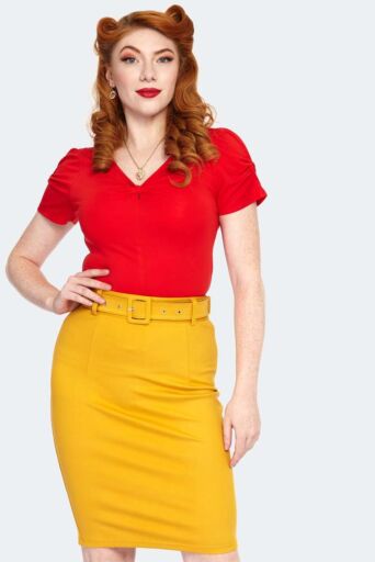 Belted Pencil Rok Geel