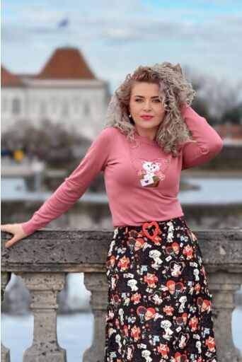 Kitty Love Letter Sweater Roze