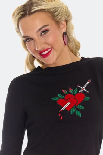 Heart & Dagger Truitje Zwart