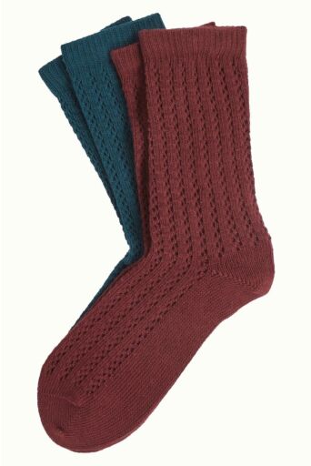 Socks 2-Pack Ajour Porto Rood
