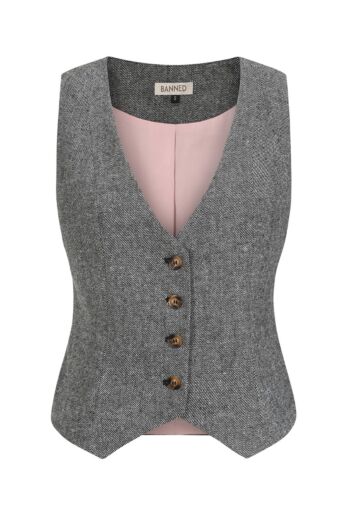 Selma Herrinbone Gilet Grijs