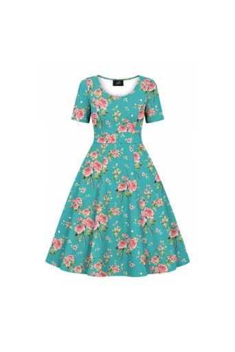 Betty Kleedje Pink Roses Teal