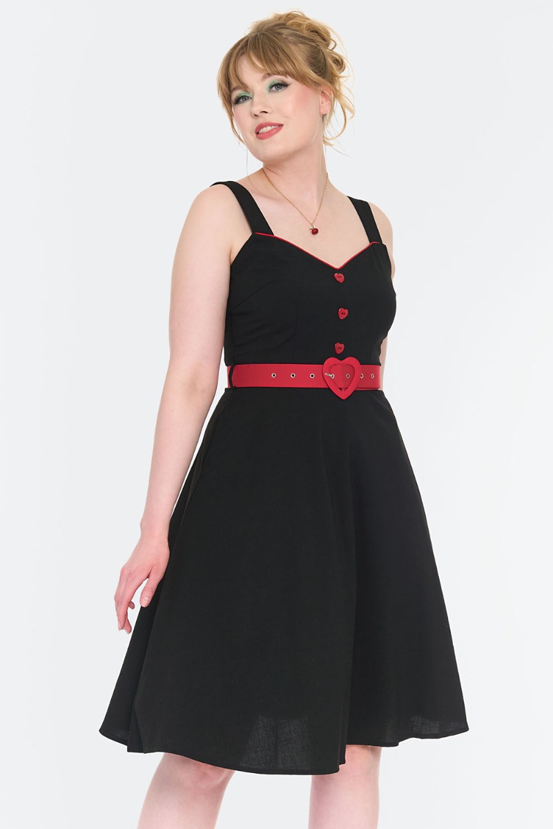 Heart Buckle Flare Kleedje Zwart