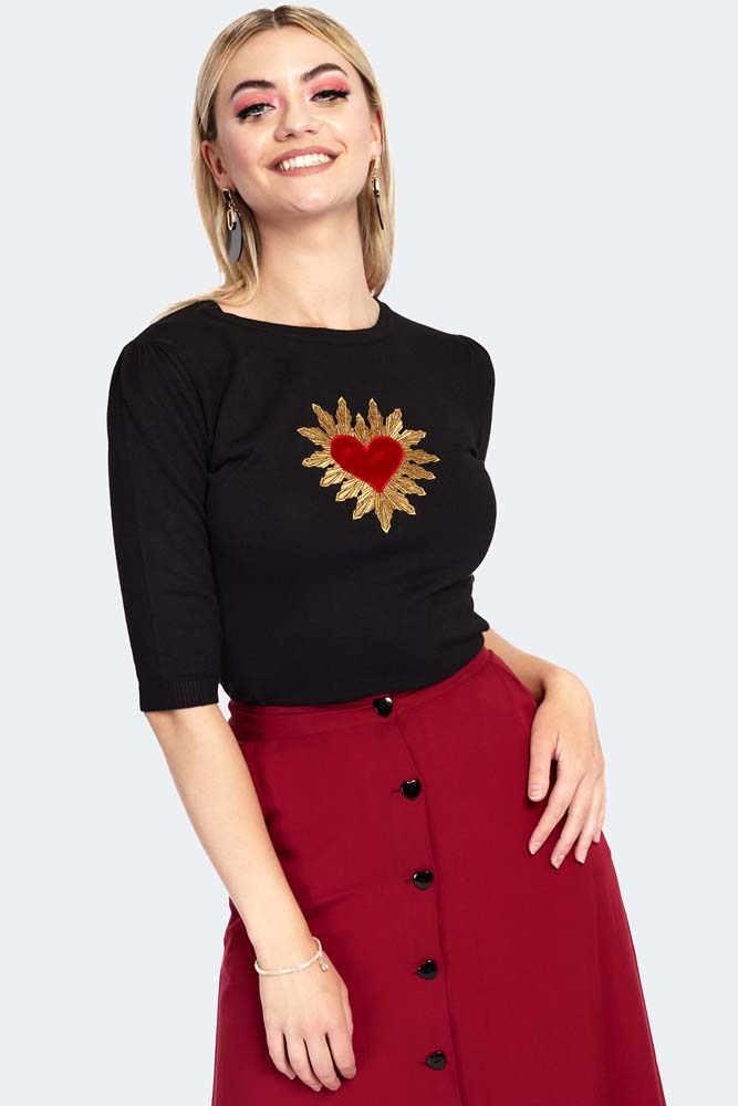 Queen Of Hearts Sweater Zwart